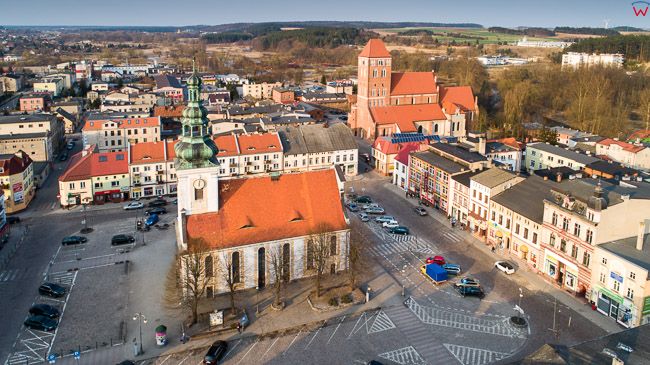 Nowe Miasto Lubawskie, rynek miejski z dawnym kosciolem poewangelickim